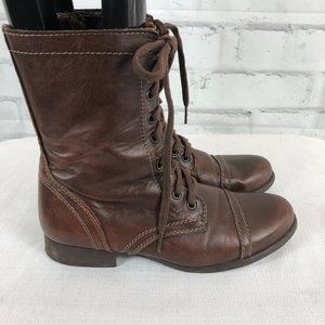 Steve Madden Womens 10 Brown Leather Combat Boots